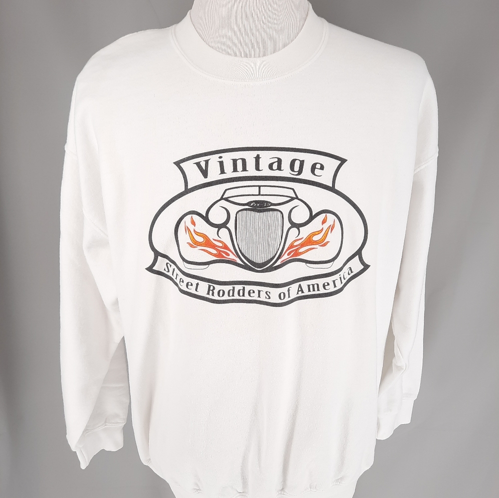 Vintage Street Rodders Of America NSRA White Sweatshirt Men's Size XL Hot Rod